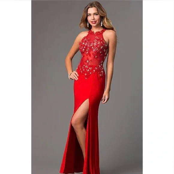 fitted lace wedding dress Quinceanera Dress 1985 By Dancing Queen Red / XSmall